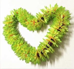 Quality Hawaiian Fabric Ribbon Flowers Necklace Dress Green For Beach Dance Party wholesale
