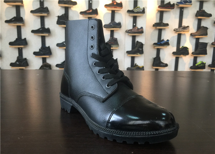 Construction Womens Black Work Boots , Lace Up Safety Boots With Steel Eyelet
