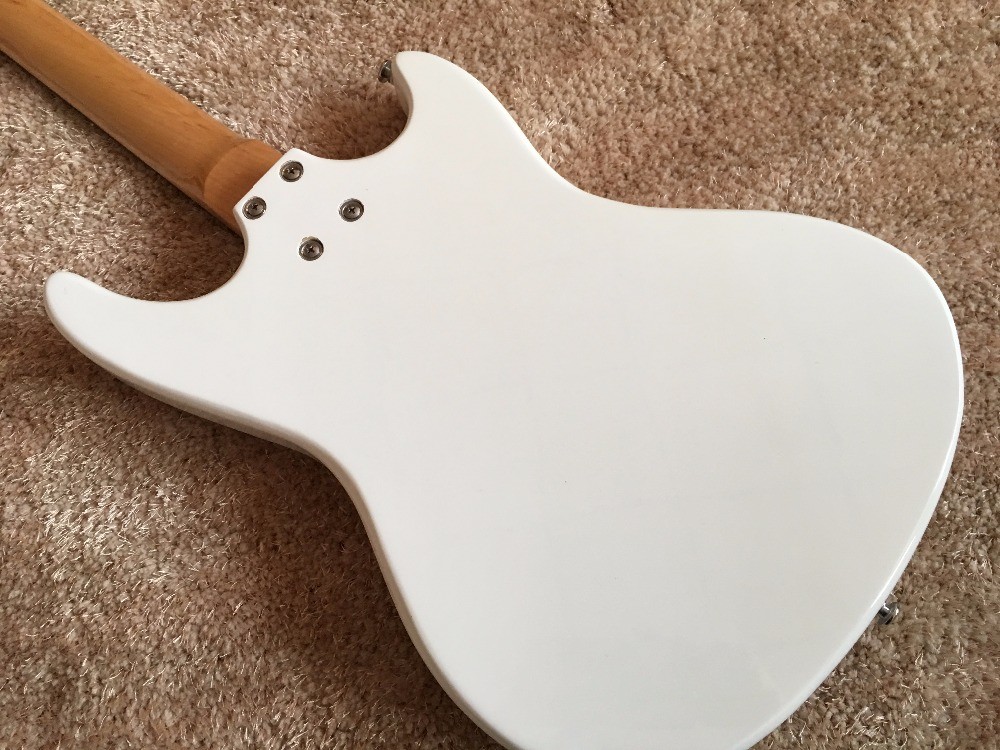 Custom guitar white color Mosrite logo reversed body 6 string electric guitar factory supply directly