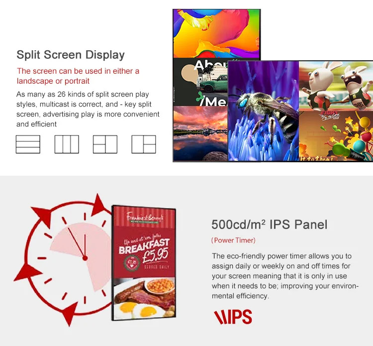 32 inch Android system wall mounted digital advertising display with 16gB ROM