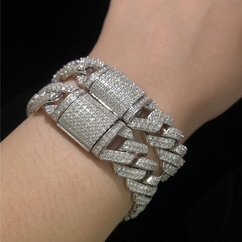 Miami Moissanite Cuban Chain Luxury Rapper Vvs Moissanite Cuban Link Bracelet