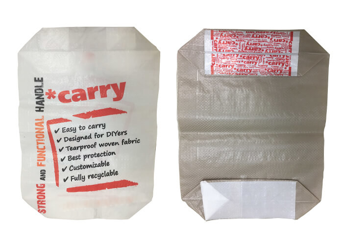 Custom Printing Block Bottom PP Recycled Cement Bags / Woven Polypropylene Bags