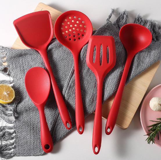 Cheap 5 Pcs Household Heat Resistant Silicone Cooking Utensil Set Spatula for sale