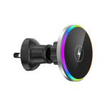 15W Magnetic Car Holder with Magnetic Wireless Charging Silver/Grey Color