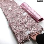 African Beaded sequin flower applique 3d flower lace fabric mesh lace fabric