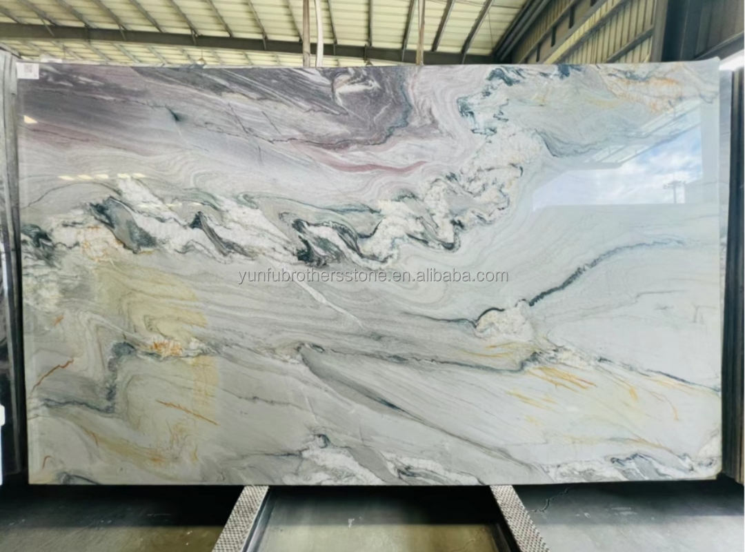 Polished Purple Marble Stone Big Slab Dining Table Top for Modern Bedroom Hall Design