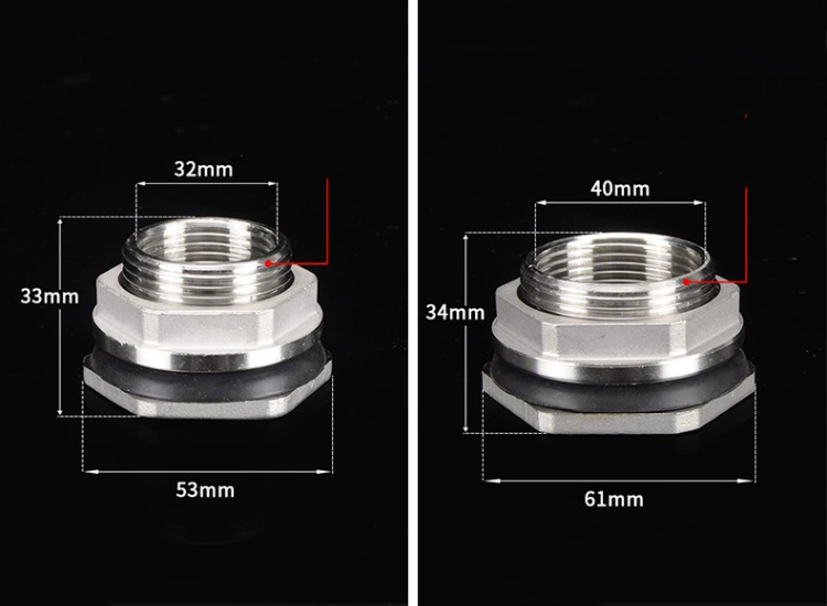Stainless Steel 1/2" Equal Bulkhead Water Tank Connector for Long-Lasting Water Connections in Industrial Applications