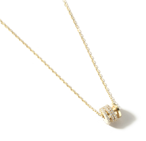 Micron Pave Cubic Zirconia Pendant 18K Gold Circle Necklaces For Women