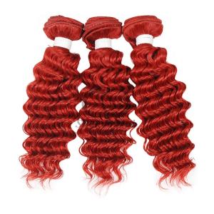 Quality Red Deep Wave Remy Human Hair Bundles Sew In Weave Bundles Brazilian Bundle Deals wholesale