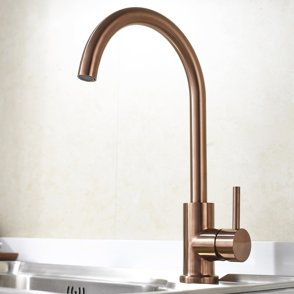 Stainless Steel 304/316 Material Kitchen Fitting Single Handle Sink Faucet Hot Sales Water Faucet With Copper Color