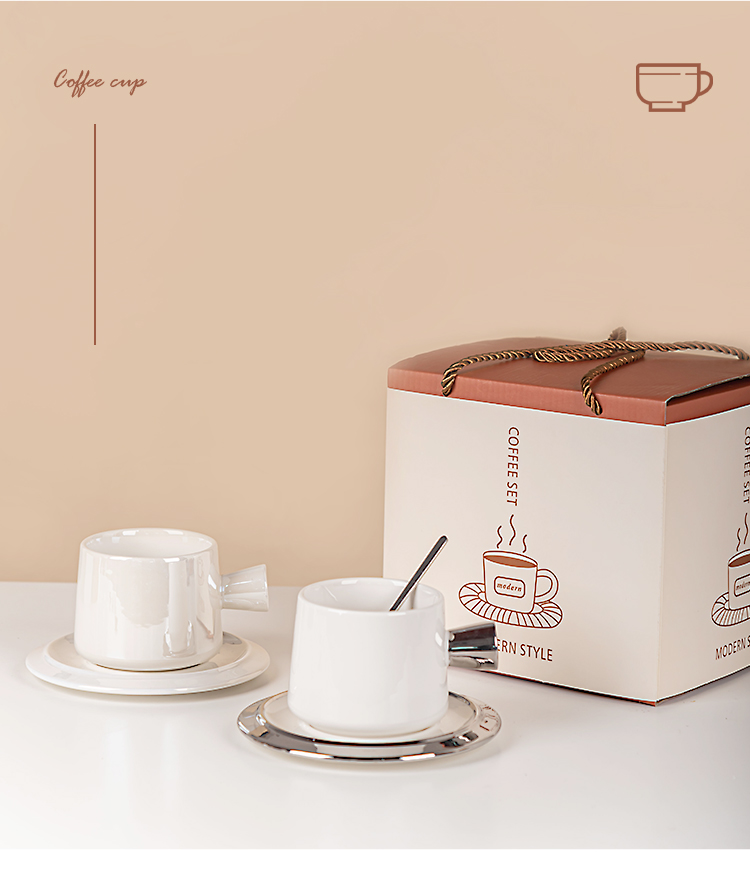 Cute Porcelain Tea Cup Set With Spoon Sustainable Ceramic Coffee Cup And Saucer Set