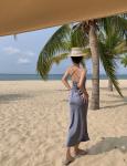 Satin Sling Strap Women's Beachwear Dresses 125cm Sleeveless