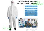 Anti Static Medical Protective Clothing Disposable Chemotherapy Gowns White Blue
