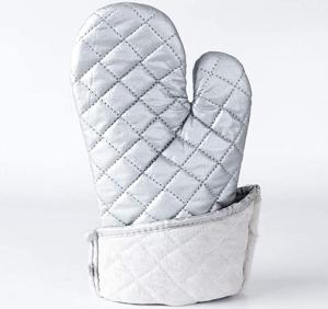 Quality Washable Silver Oven Gloves , Heat Proof Kitchen Gloves Heat Transfer Printing wholesale