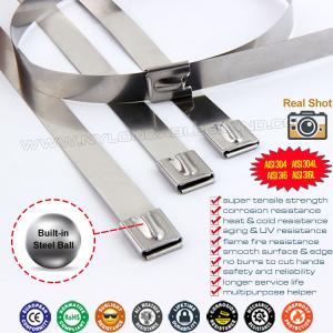 Quality 7.9mm Width Self-locking Metal Cable Ties, 100-1000mm Length Ball-locking Tie Straps Stainless Steel 304/316/316L wholesale