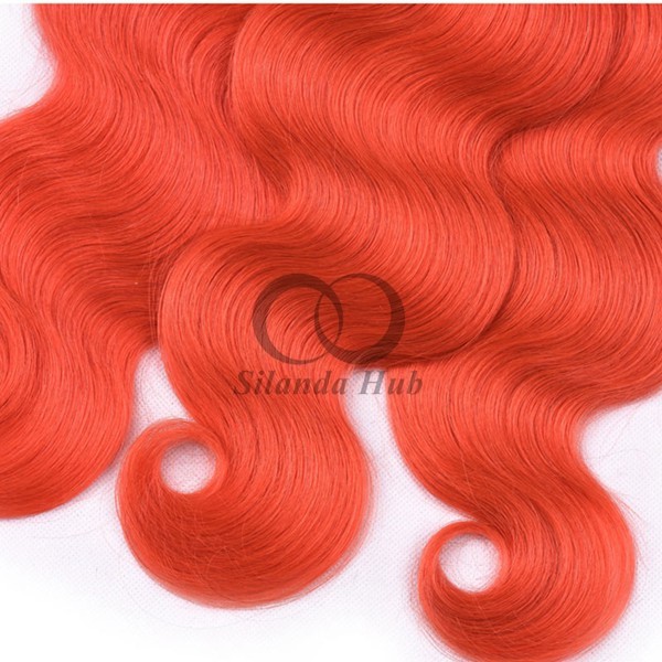 Orange Red Body Wave Remy Human Hair Bundles Sew In Weave Bundles Brazilian Bundle Deals