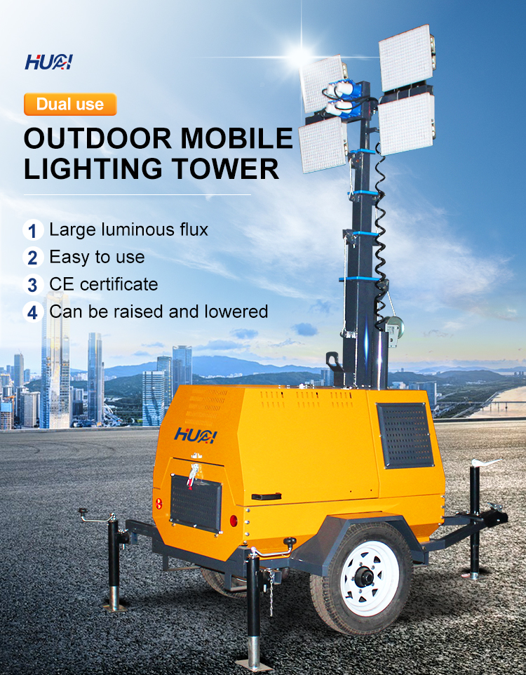 Mobile Hydraulic/Manual Diesel Lighting Tower with 65lm/w Lamp Luminous Efficiency