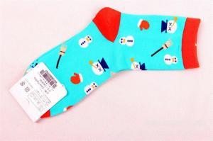Quality 2015 Hot selling cartoon christmas style cotton socks in lower calf length for women wholesale