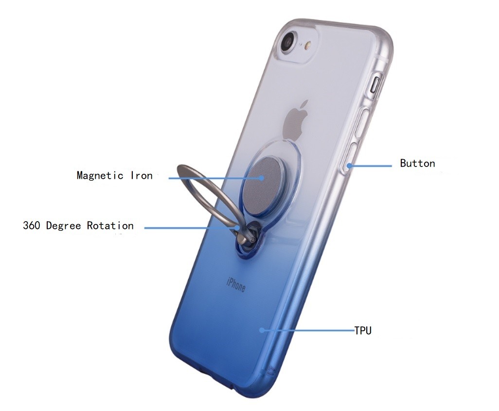 Color Gradient Ring Magnetic Car Mount Holder Soft TPU Case Back Cover For Huawei P20 Lite Mate 10 Lite/NOVA2i Y7 PRIME