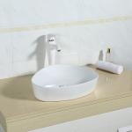 Polished Surface Counter Top Bathroom Sink White And Black Color Triangle