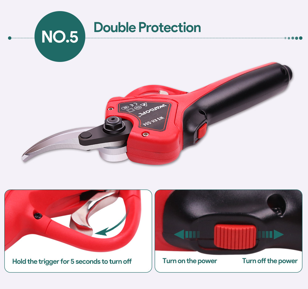 Swansoft 4.0CM Electric Pruning Shears Pruners Scissors for Pruning with LED Display Finger Protection/Progressive Cut