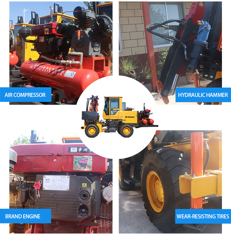 Guardrail Pile Driver Wheeled Highway Guardrail Drilling Machine Vibro Machine