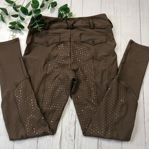 Dark Brown Four Way Stretch Equestrian Tights Full Silicone Women Riding