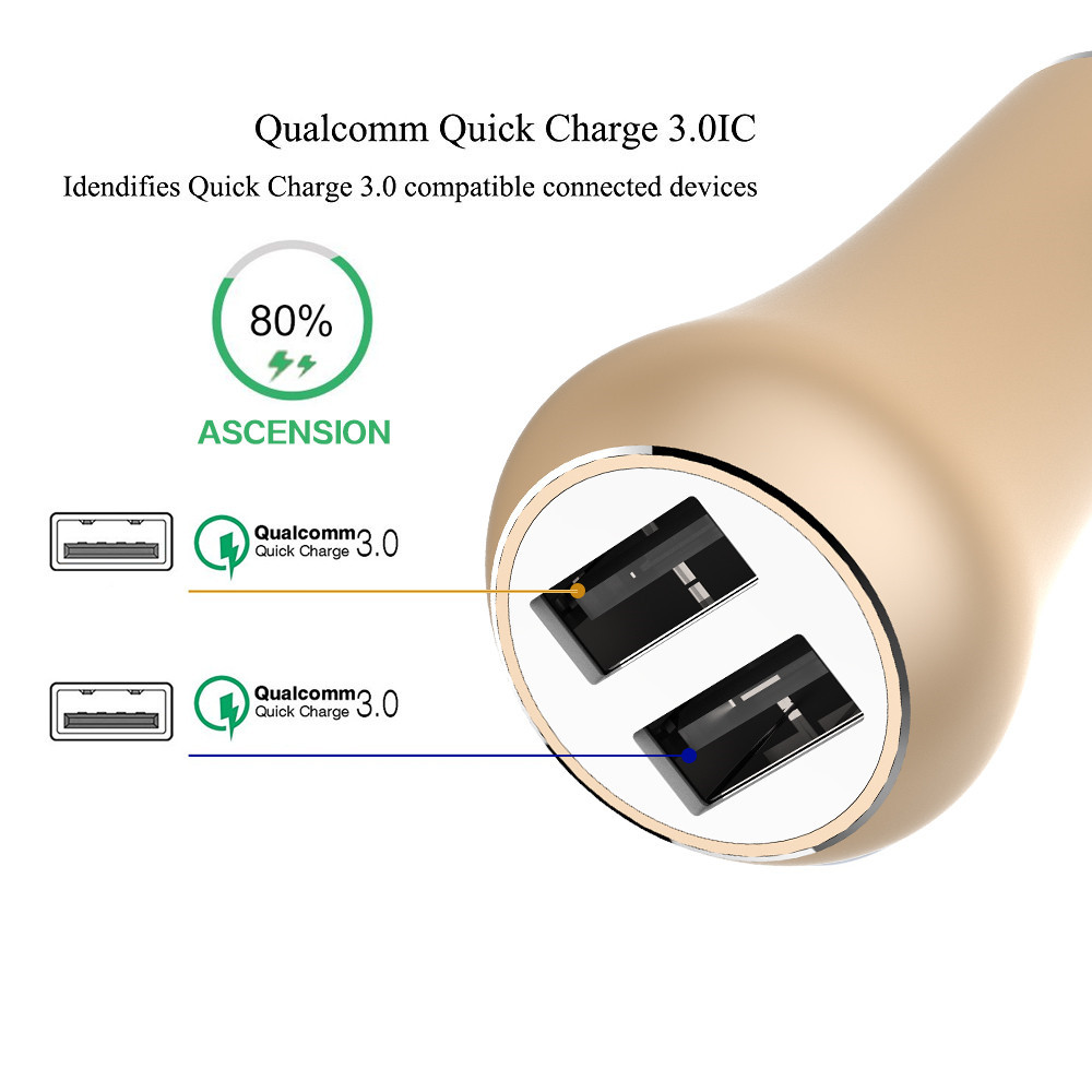 6A Dual USB CAR CHARGER QC3.0 Universal Compatible HOCO 36W Dual USB Car Fast Charger QC3.0 Quick Charge 3.0 USB