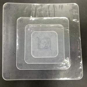Quality 4 Sets Silicone Suction Lids And Food Covers Transparent Kitchen Tool Customized Logo wholesale