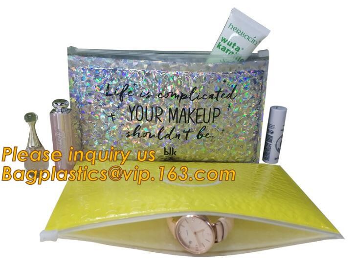 Cosmetic Pink Slider Padded Bag/Silver k Bag With Bubble,Padded Envelopes Cheap Aluminium Foil k Holographic