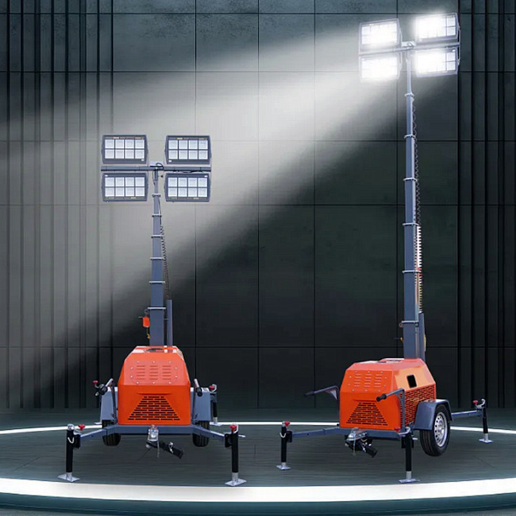 6kw/9kw Diesel Generator Light Tower Outdoor Emergency Trailer Lighting Tower 230VAC