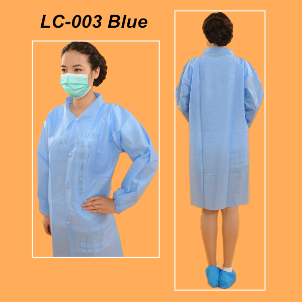 2017 Nonwoven Lab Coat Uniform Lab Coat With Elastic Cuff
