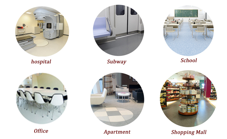 Waterproof Homogeneous PVC Flooring Roll 2mm-3mm Thickness Anti Bacterial