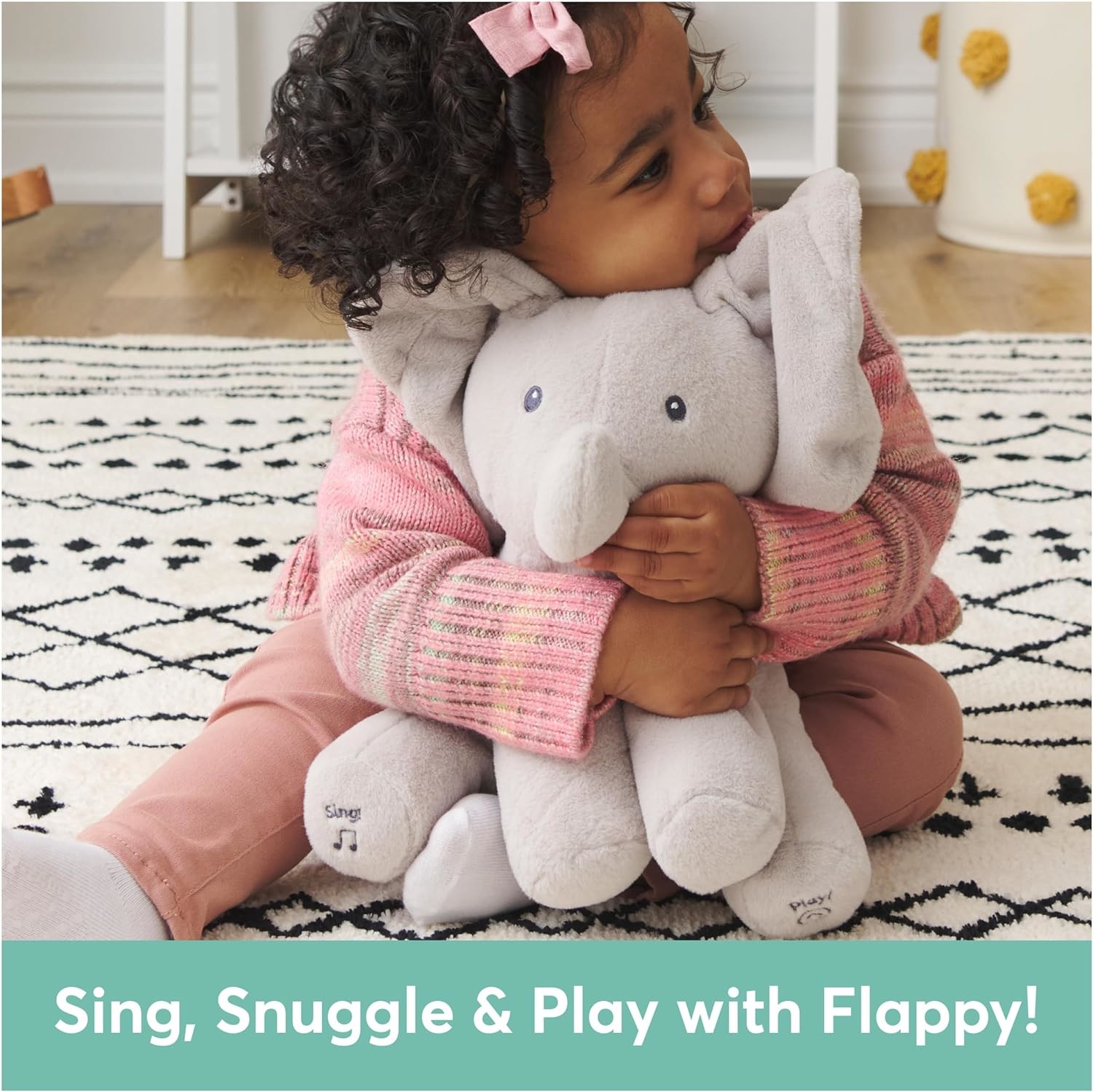 GUND Baby Animated Flappy The Elephant Plush, Singing Stuffed Animal Baby Toy for Ages 0 and Up, Gray, 12"