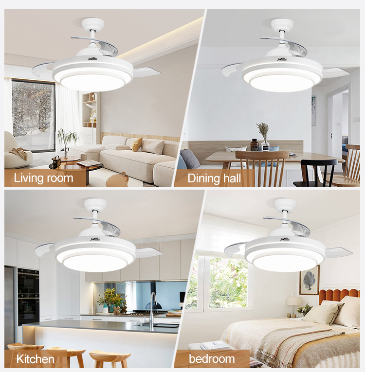 42 Inch LED Ceiling Fan with Hidden Blades and Metal Acrylic Material by 1stshine