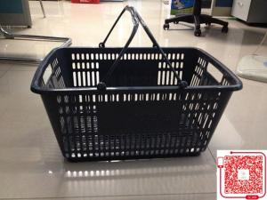 Quality Retail Store Plastic Shopping Basket With Handle Grip / Food Shopping Cart wholesale