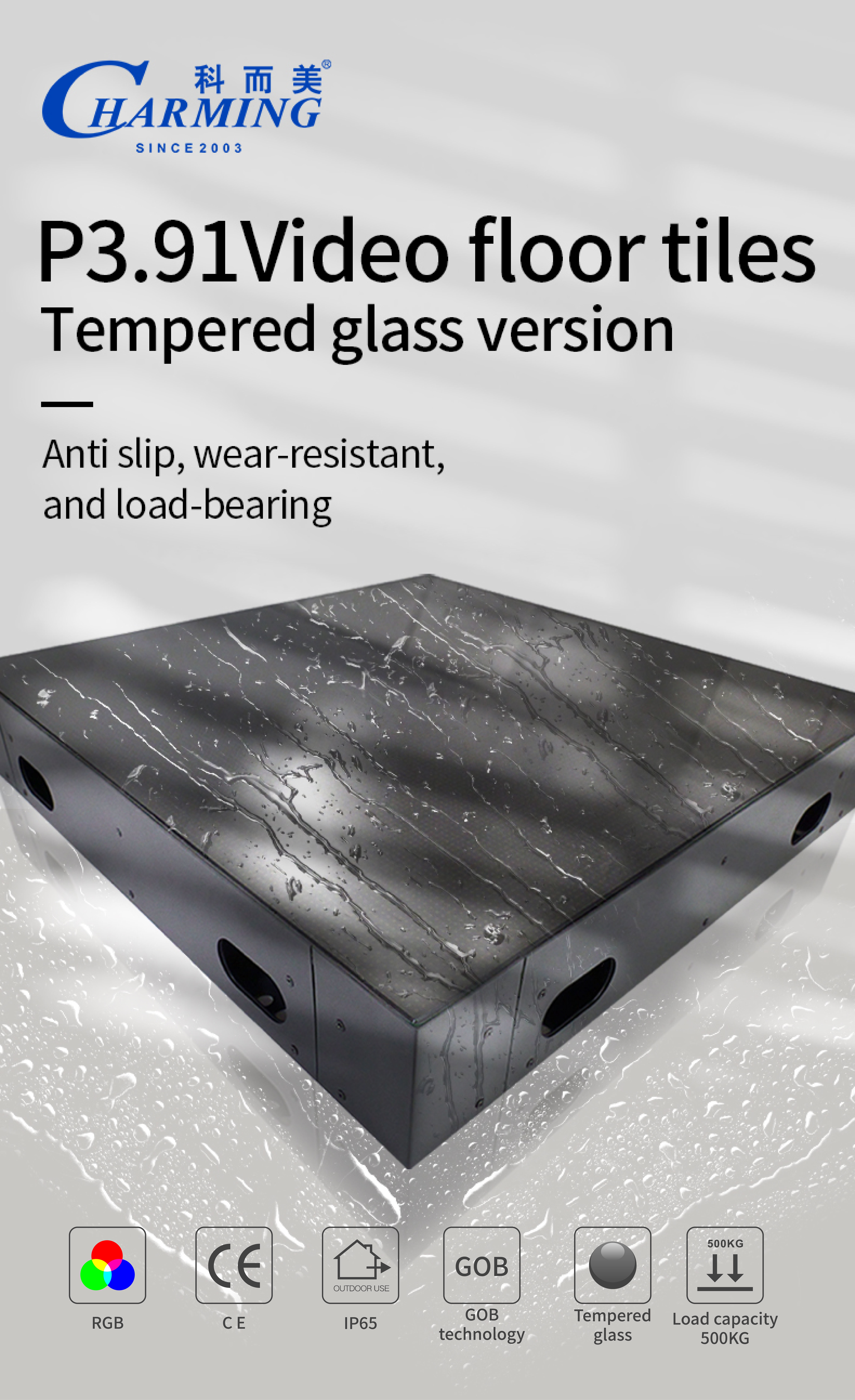 P3.91 LED video floor tile easy maintenance LED video display high grayscale high contrast design floor tile screen