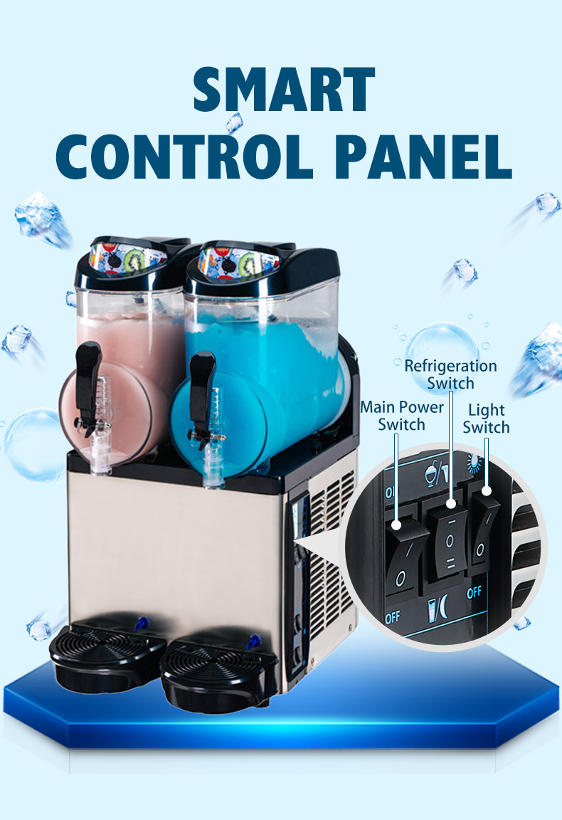 36L Commercial Slush Machine 2 Tanks Smoothie Ice Slush Juicer Machine