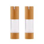 Plastic Dispenser Lotion Cosmetic Airless Bottle With Bamboo Pump