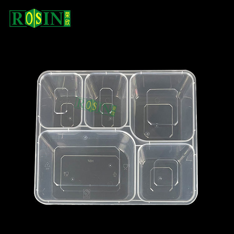 Customized Disposable Meal Box 5 Compartments With Round Soup Bowl