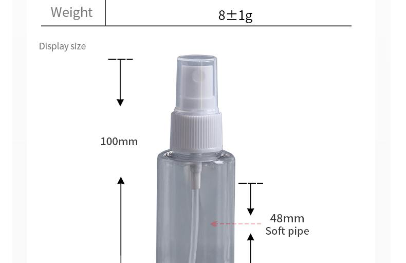 Recyclable 40ml Alcohol Transparent PET Spray Bottle 73*34mm