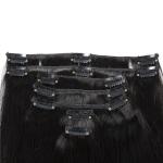 Color #1 Black Hair Clip In Human Hair Thick 7 Pieces 14 Clips Brazilian Human