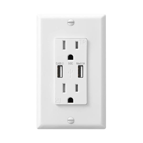 Cheap Tamper Resistant Fast Charging USB Socket Wall Mounted 15A 120V for sale