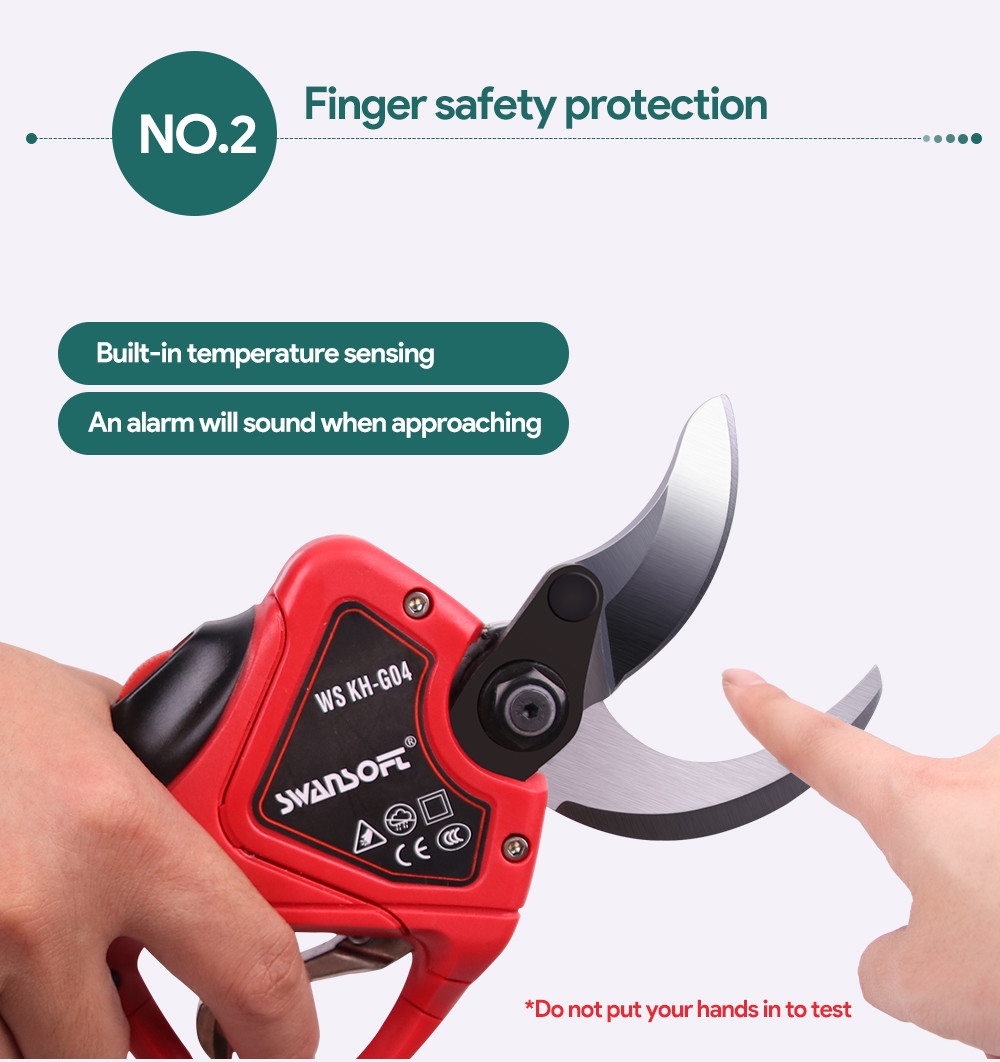 Swansoft 4.0CM Electric Pruning Shears Pruners Scissors for Pruning with LED Display Finger Protection/Progressive Cut