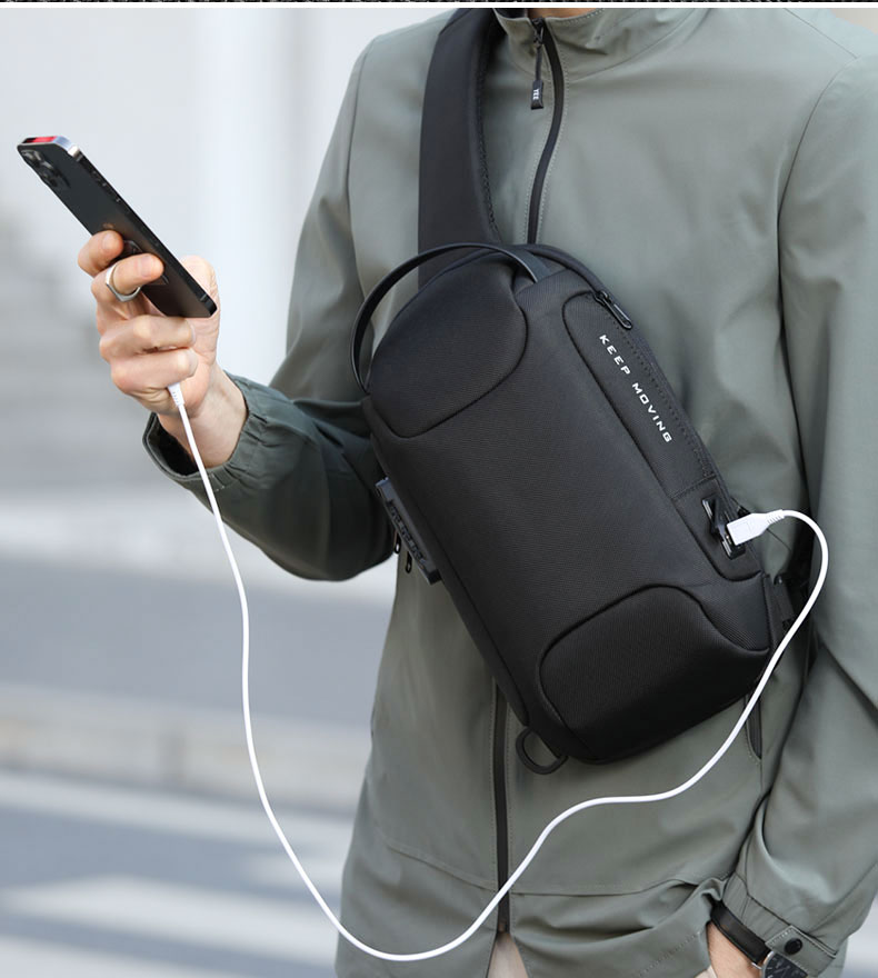 Factory wholesale waterproof fashion anti theft crossbody chest shoulder sling bag for men