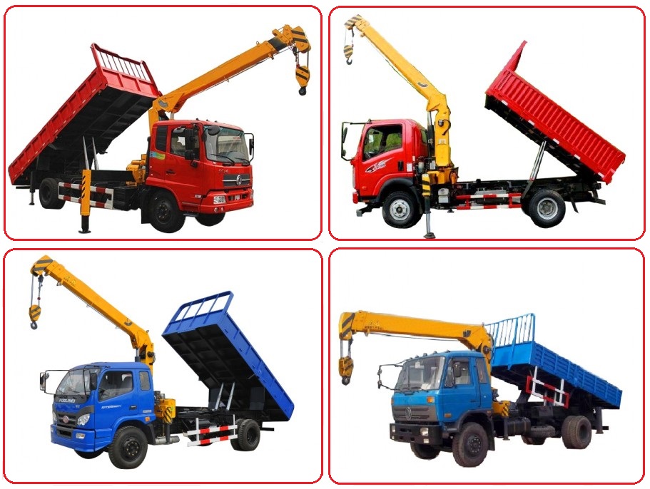 5 Ton Tipper Dump Truck With Crane Hydraulic Pump 4x2 170 HP Engine