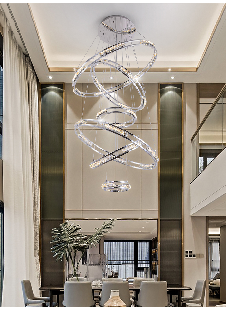 Luxury Crystal Living Room Chandelier Creative Ring Design Lobby Lamp(WH-NC-41)