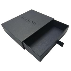 Quality Jewelry Pull Out Box Packaging Black Paper Box With Drawers And Gold Stamping Logo wholesale