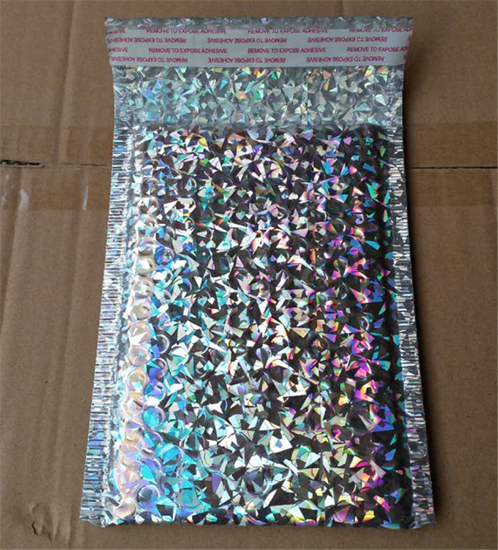 Biodegradable Shiny Holographic Mailing Bags / Bubble Padded Envelope