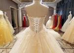 Comfortable Strapless Ladies Bridal Gown Cream Princess Long Tulle Tail
